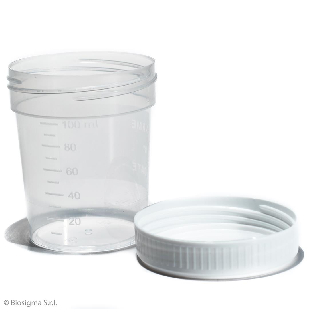 Biosigma BSC253 contenitore urine 120 ml tappo bianco