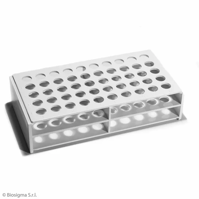 Biosigma BSP213 rack portaprovette 50 posti 13 mm bianco
