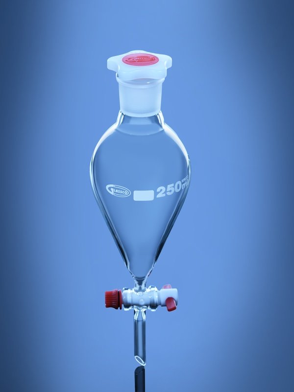 Glassco Imbuto Separatore Pera ISO Rubinetto PTFE Vetro