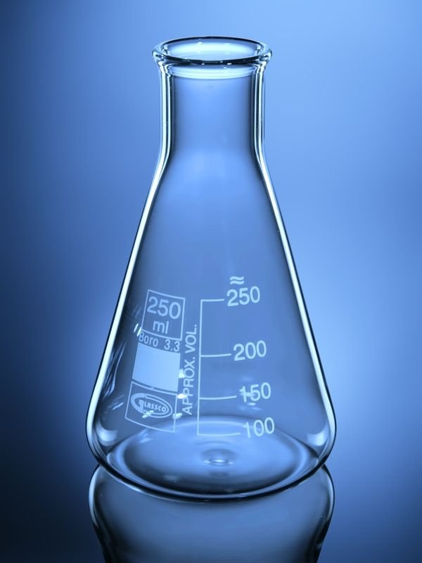 Glassco Beuta Erlenmeyer Collo Stretto Vetro Lab