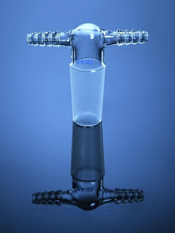 Glassco 90° Twin Hose adattatore vuoto gas vetro
