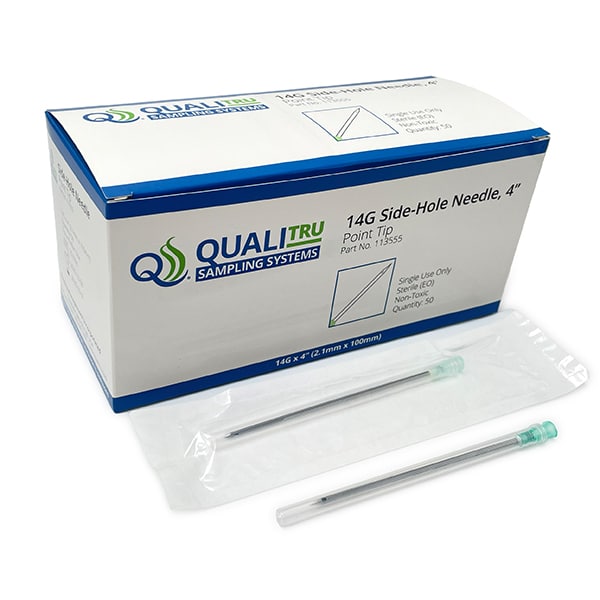 QualiTru ago campionamento 14G foro laterale 4" 50 pezzi sterile