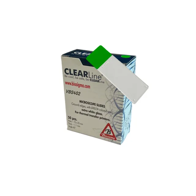 Biosigma CLEARLine VBS402 vetrini 25x75 mm banda verde stampabile