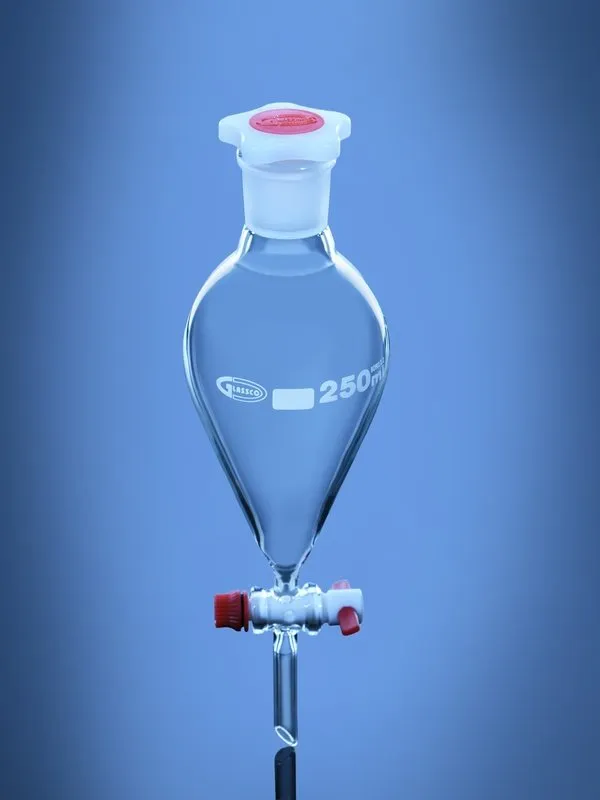 Glassco Imbuto Separatore Pera ISO Rubinetto PTFE Vetro