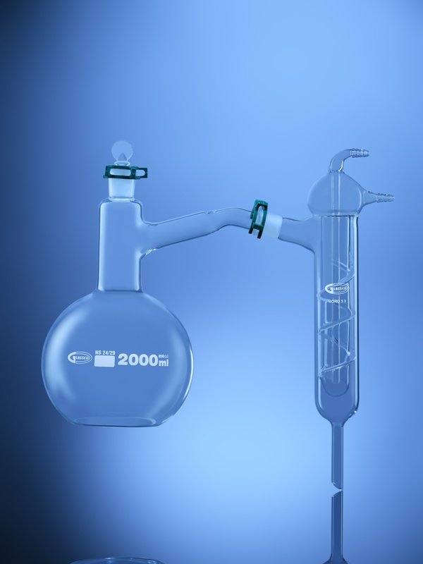 Glassco Apparato distillazione vetro con condensatore Friedrichs