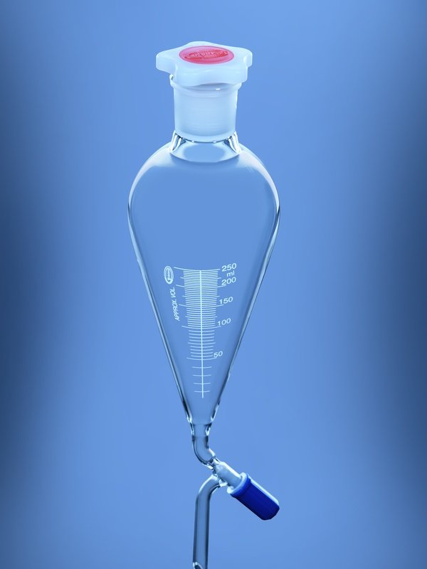 Glassco Imbuto Separatore Squibb Graduato Tappo PE in Vetro