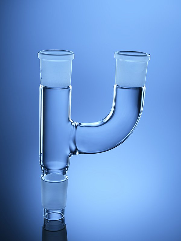 Glassco Adattatore a 2 Colli Paralleli ASTM in Vetro