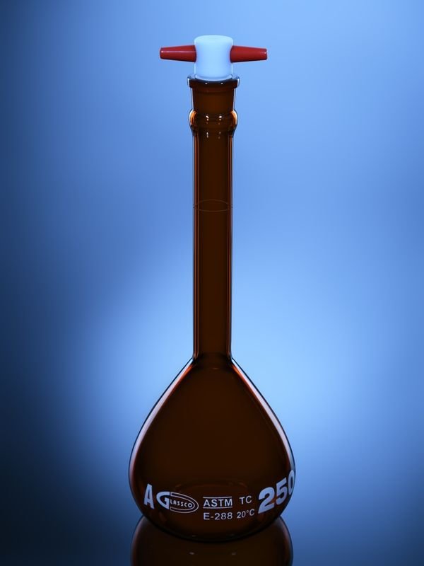Glassco matraccio tarato ambra classe A PTFE