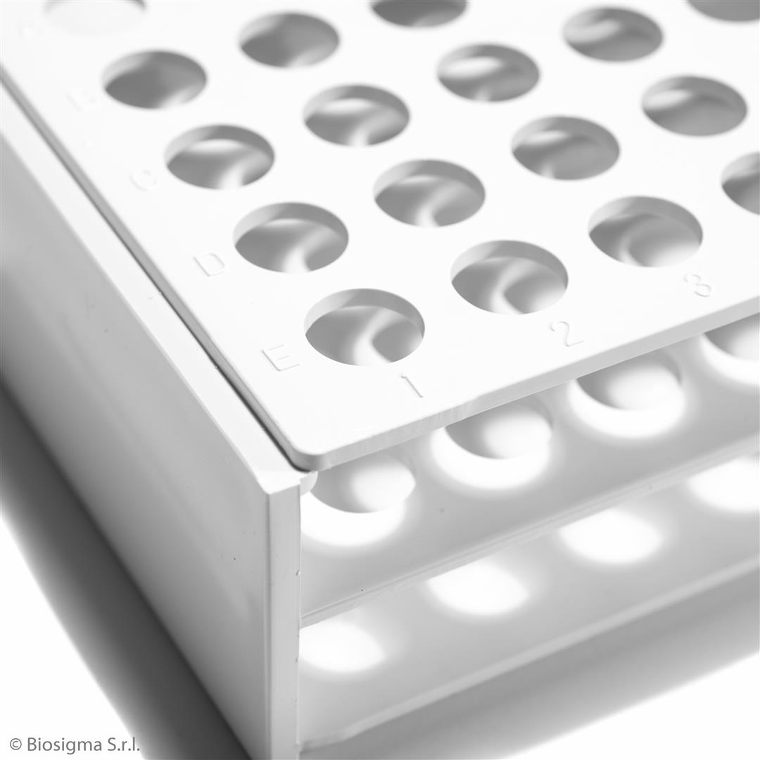 Biosigma BSP213 rack portaprovette 50 posti 13 mm bianco