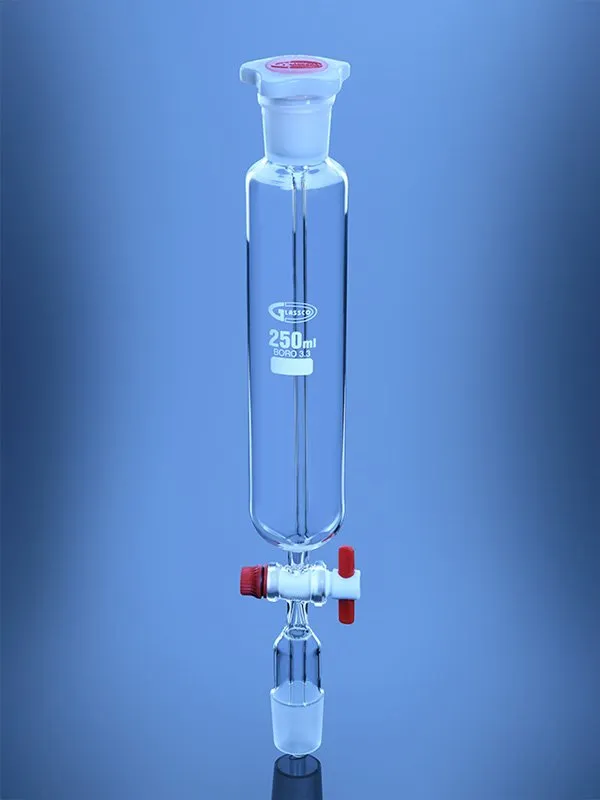 Glassco DIN ISO imbuto vetro equalizzatore cilindrico PTFE