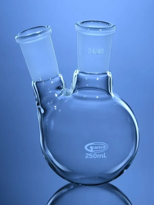 Glassco 2 Neck Angular pallone vetro fondo tondo 2 colli