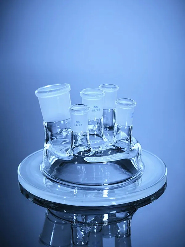 Glassco caldaia vetro bocca larga coperchio 4 colli