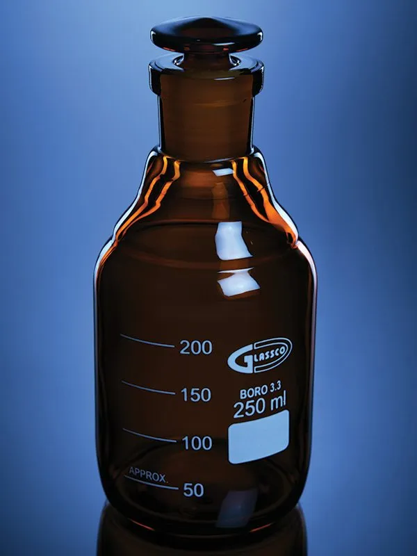 Glassco Amber bottiglia reagente ambra collo stretto borosilicato