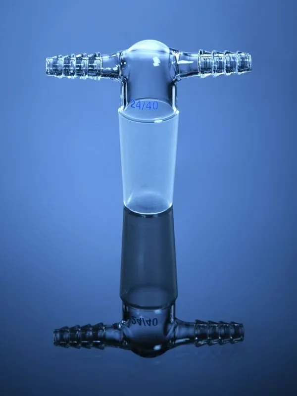 Glassco 90° Twin Hose adattatore vuoto gas vetro