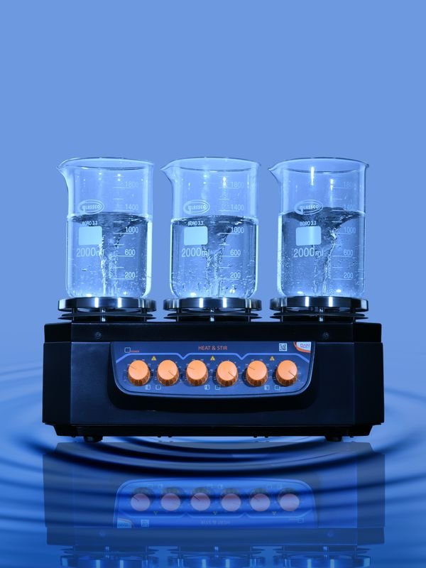 Glassco Agitatore Magnetico 3 Postazioni con Piastra