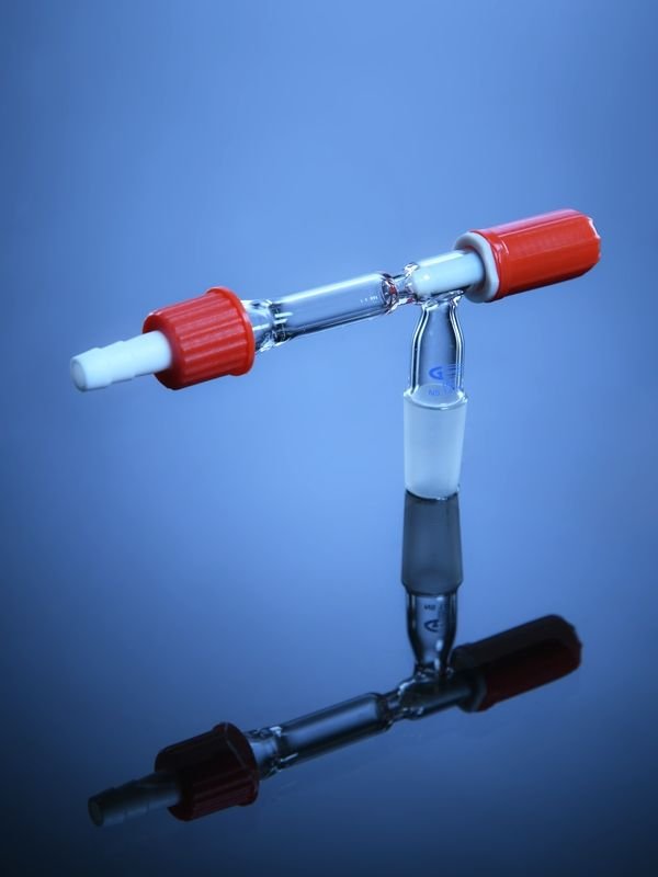 Glassco adattatore a T vetro con rubinetto PTFE
