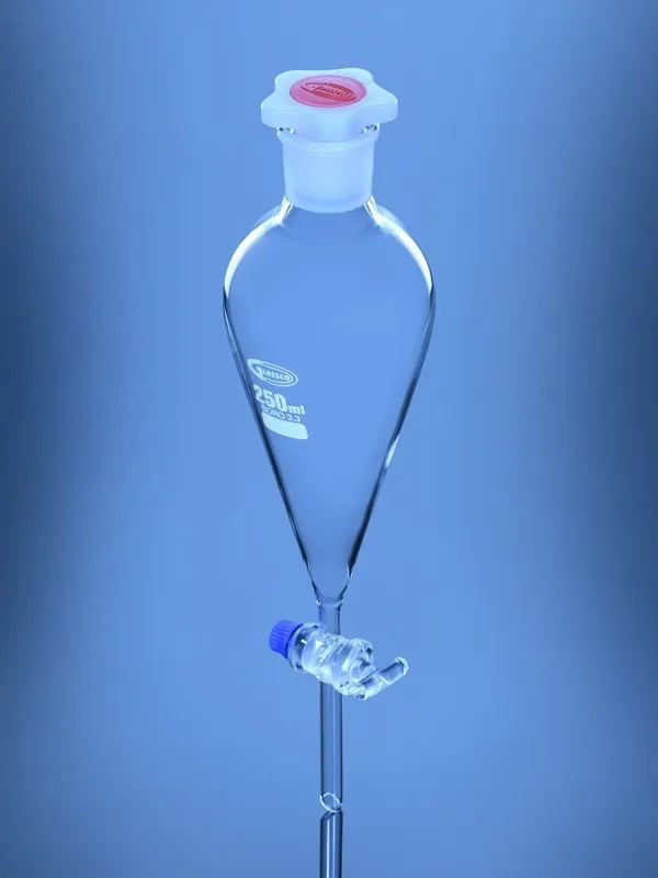 Glassco imbuto separatore Squibb vetro rubinetto vetro