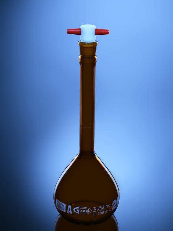 Glassco Matraccio tarato Classe A ambra tappo PTFE