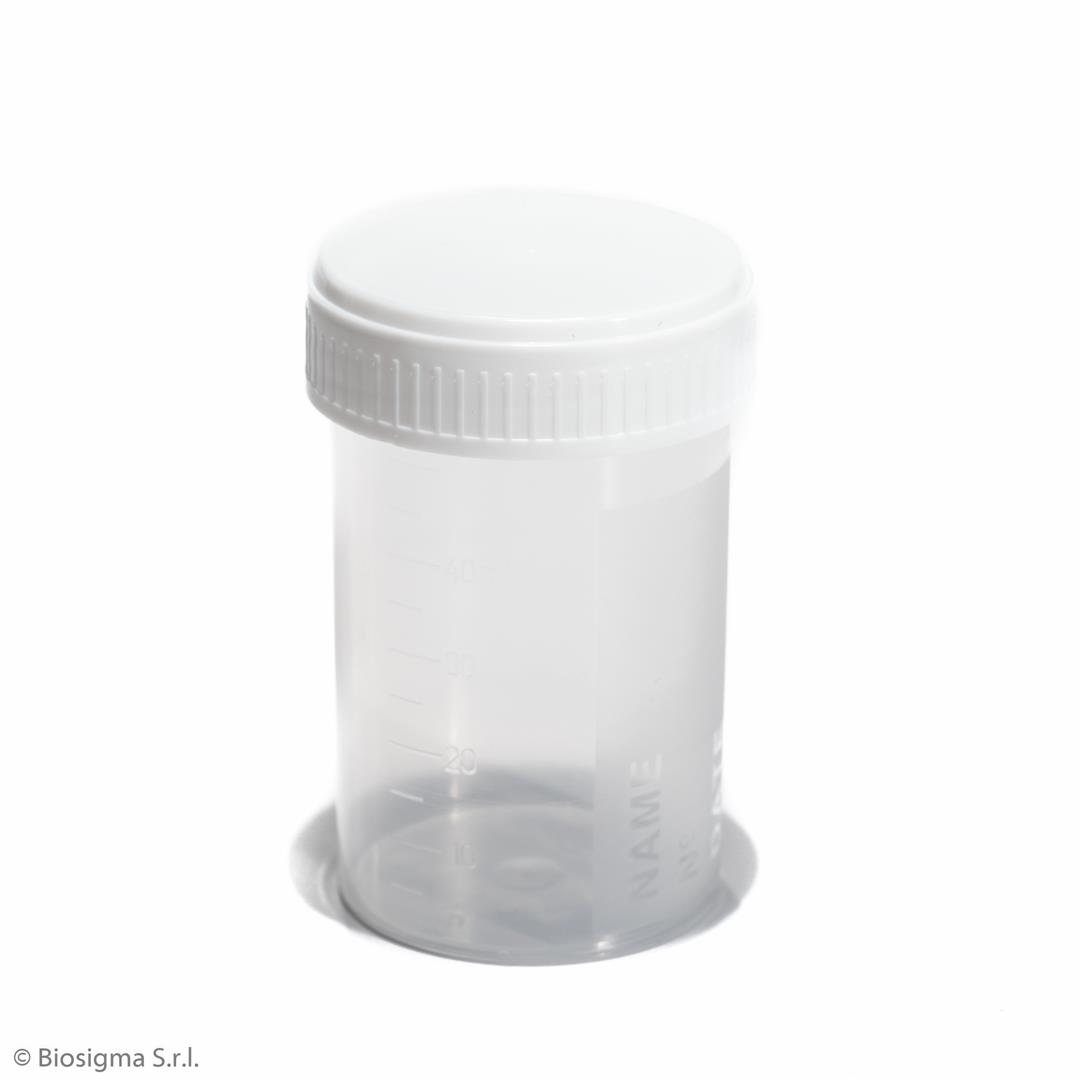Biosigma BSC660 contenitore urine 60 ml tappo bianco