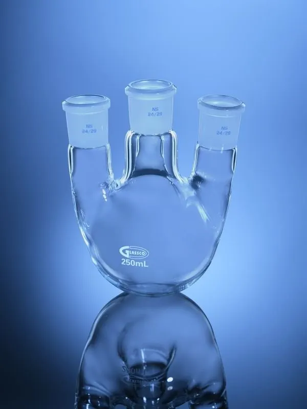 Glassco pallone fondo tondo vetro 4 colli DIN USP
