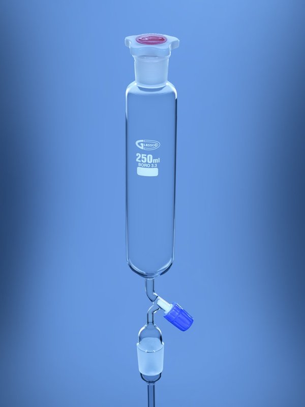 Glassco Imbuto Separatore Cilindrico Rubinetto a Spillo Vetro