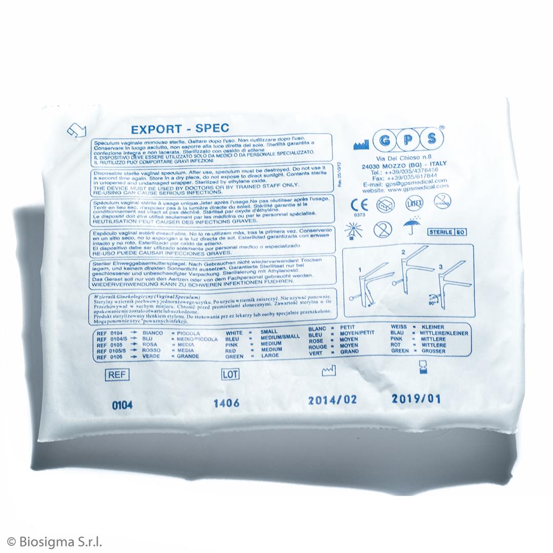 Biosigma BSM240 speculum vaginale sterile misura S perno centrale