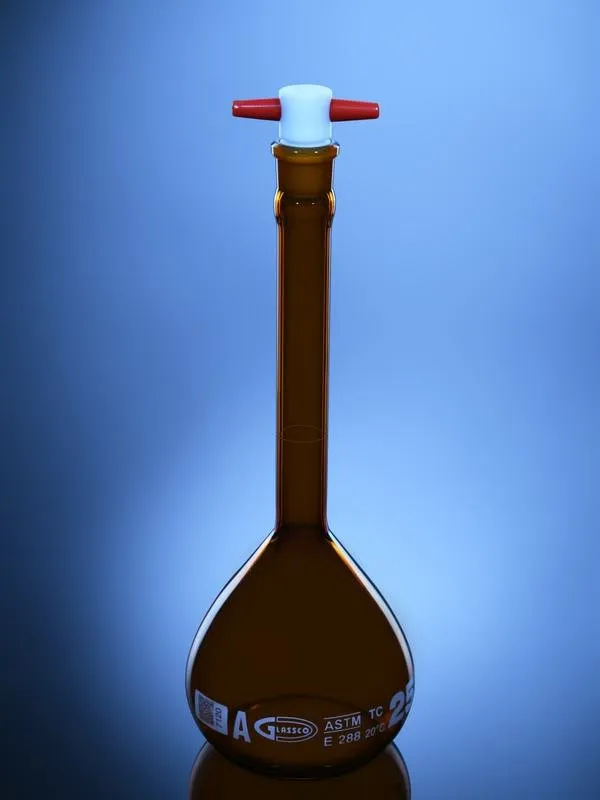 Glassco Matraccio tarato Classe A ambra tappo PTFE