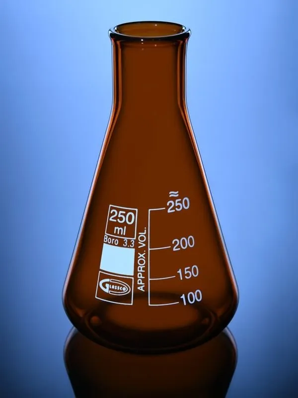 Glassco beuta Erlenmeyer ambra collo stretto graduata