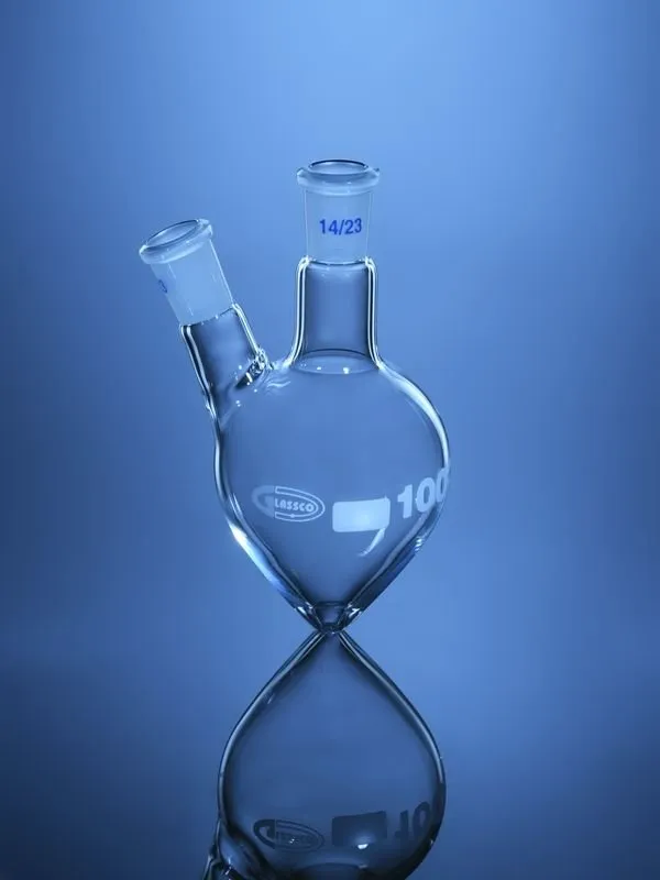 Glassco Pallone a Pera a Due Colli Vetro DIN