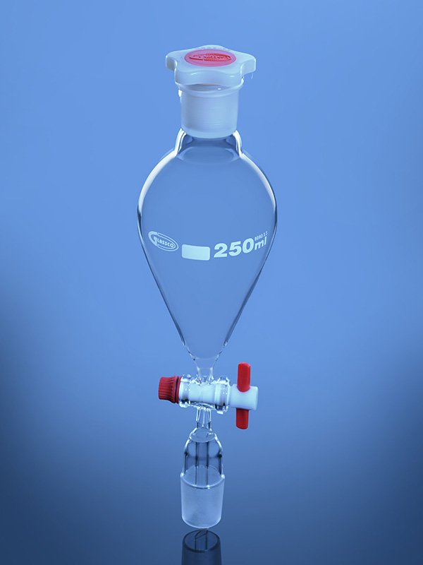 Glassco Imbuto Separatore Pera con Rubinetto in PTFE