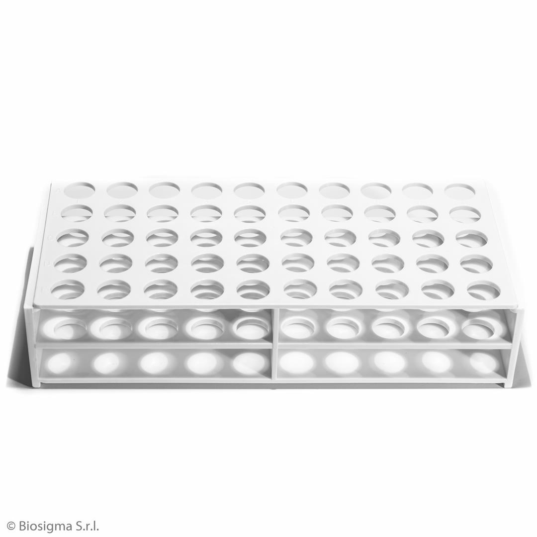 Biosigma BSP217 portaprovette 50 posti 16/17 mm ABS bianco