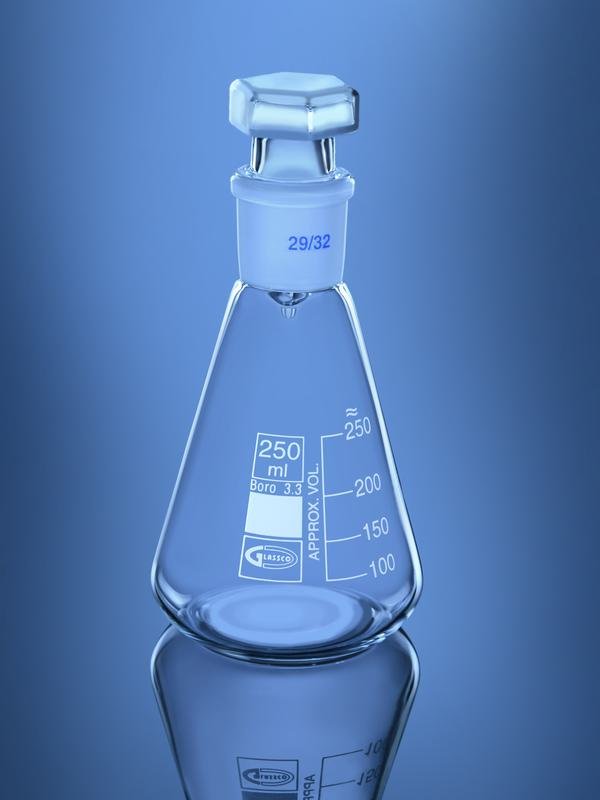 Glassco beuta conica con tappo vetro laboratorio