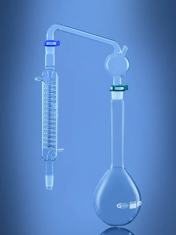 Glassco Ammonia apparecchio distillazione vetro condensatore Graham