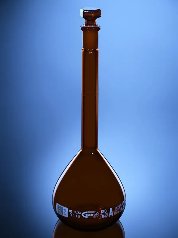Glassco matraccio tarato ambrato classe A tappo vetro