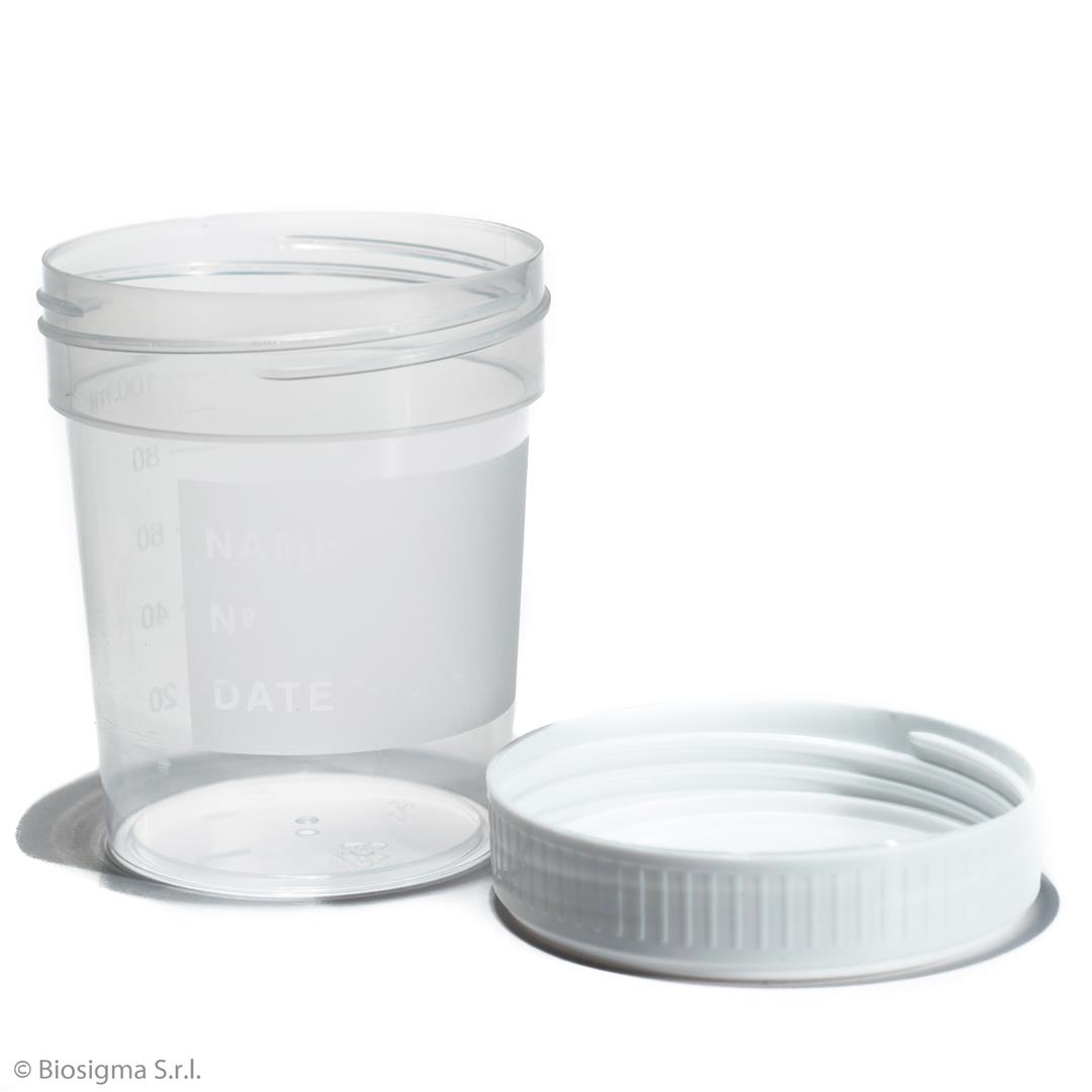 Biosigma BSC253 contenitore urine 120 ml tappo bianco