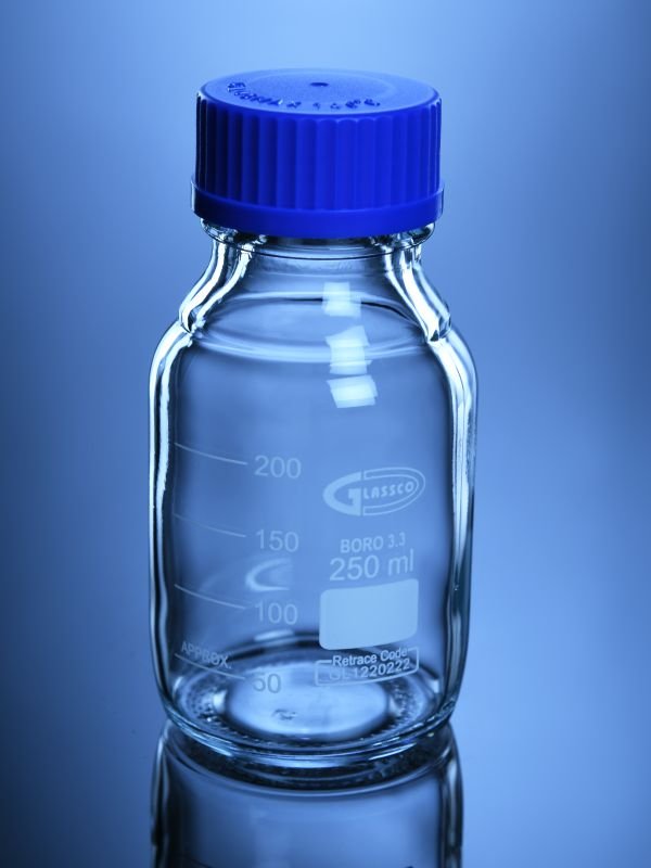 Glassco Bottiglia Reagente Vetro Trasparente Collo DIN/ISO