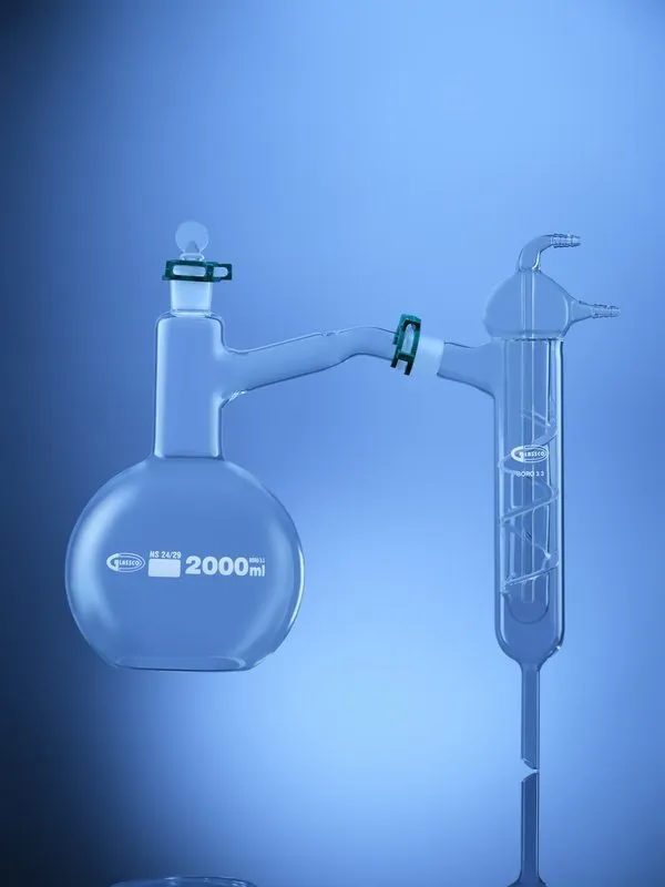Glassco Apparato distillazione vetro con condensatore Friedrichs