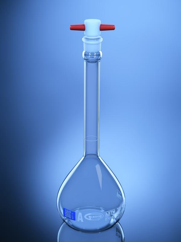 Glassco matraccio tarato vetro classe A tappo PTFE