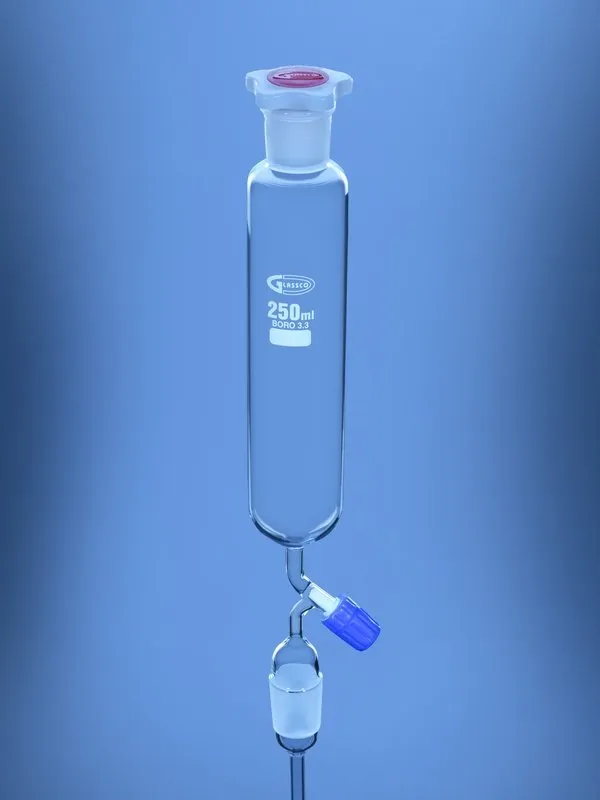 Glassco Imbuto Separatore Cilindrico Rubinetto a Spillo Vetro