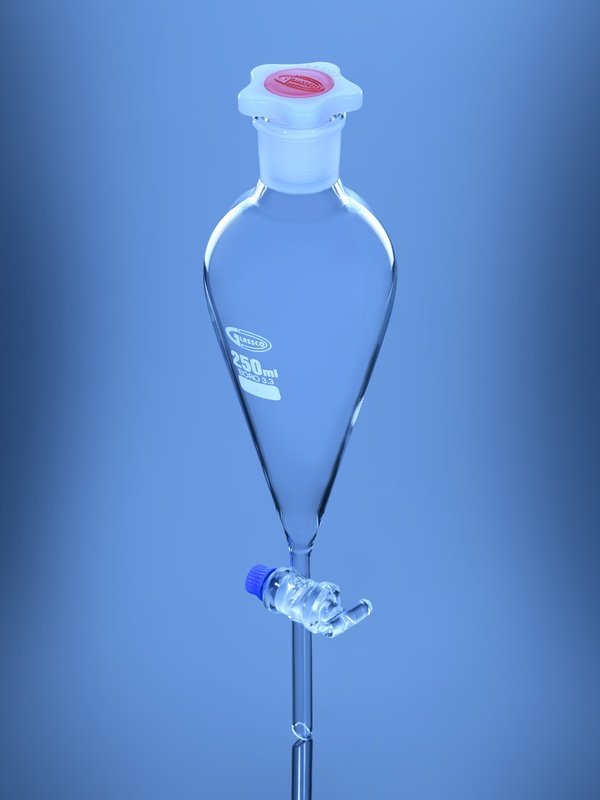Glassco imbuto separatore Squibb vetro rubinetto vetro
