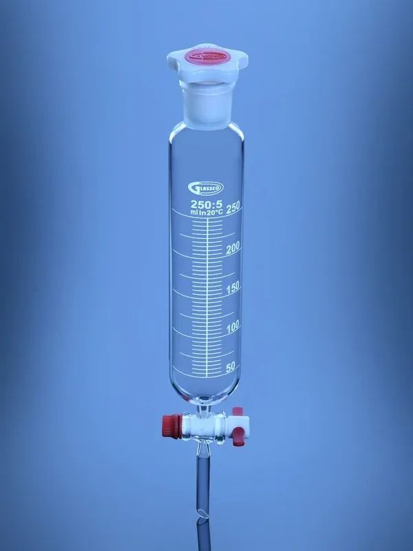 Glassco Dropping Funnel Cylindrical imbuto vetro PTFE