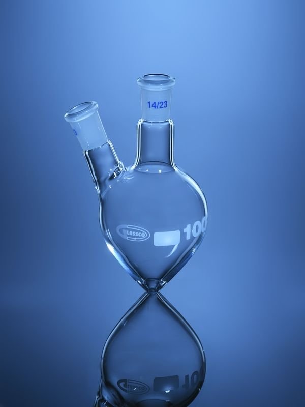 Glassco Pallone a Pera a Due Colli Vetro DIN